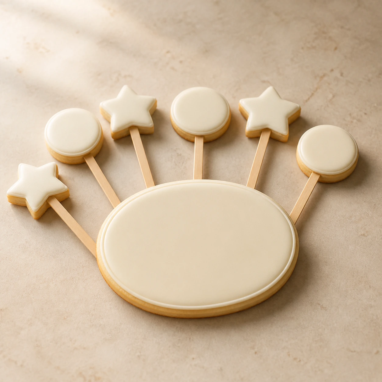 Biscoitos amanteigados - kit com 6 mini biscoitos no palito + 1 placa — adicional para bolos