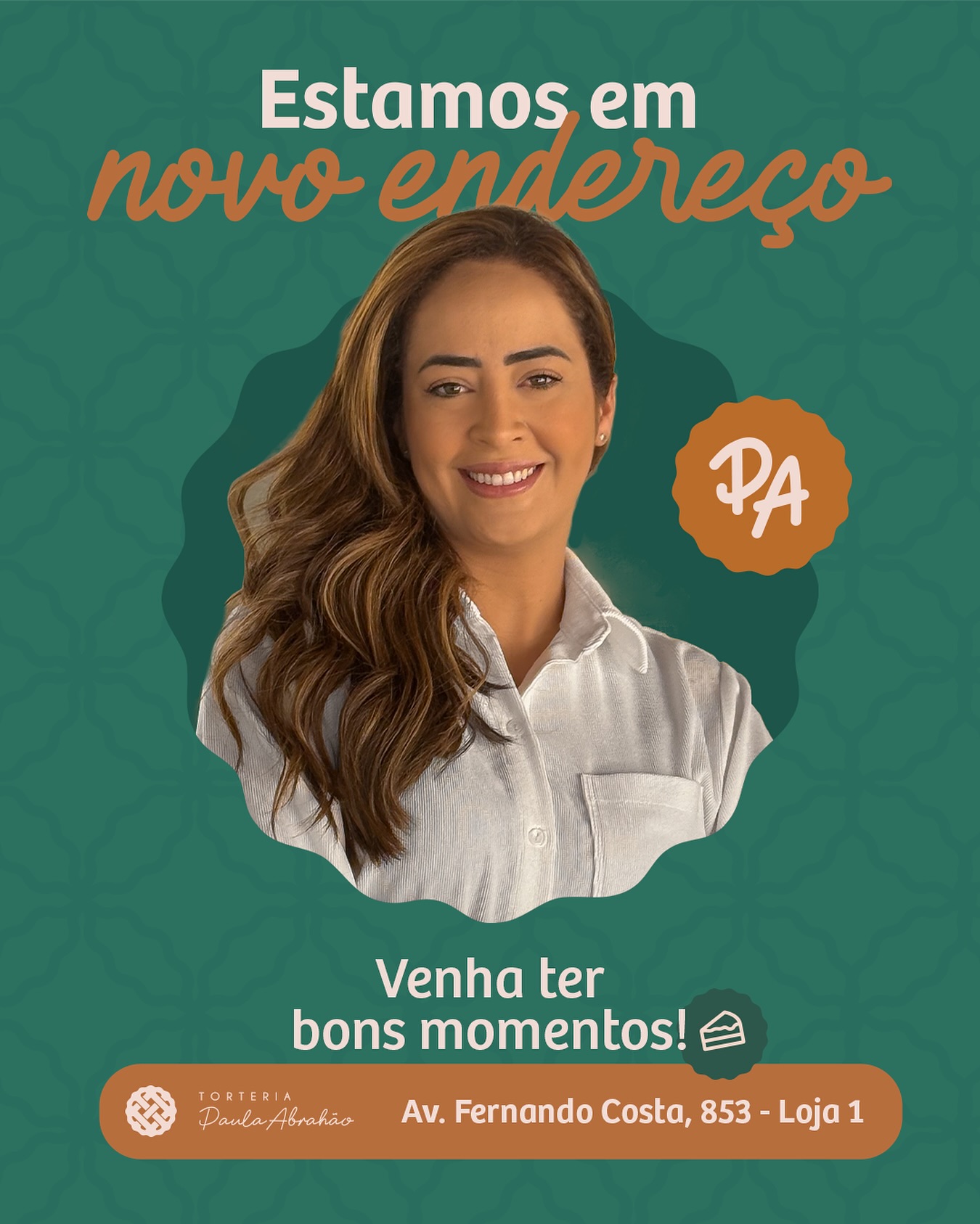 Publicação anunciando o novo endereço da torteria